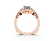 Oval Bypass Engagement Ring Setting for a Fancy Blue Lab-Grown Diamond | Pavé Ribbon | Rose Gold