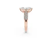Marquise Multi Row Pave Solitaire Engagement Ring Setting | Domed Shoulders | Rose Gold