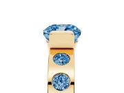 Cushion Cut Tension Style Engagement Ring Setting for a Fancy Blue Lab-Grown Diamond | Yellow Gold
