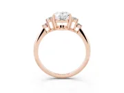 Oval Cluster Accent Engagement Ring Setting | Plain Band | Rose Gold