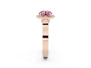 Round Pavé Halo Engagement Ring Setting for a Fancy Pink Lab-Grown Diamond | Rose Gold