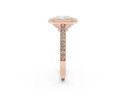 Radiant Cut Vintage Milgrain Halo Engagement Ring Setting | Bezel Head | Rose Gold