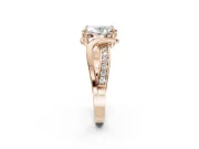 Oval Bypass Solitaire Engagement Ring Setting | Pavé and Plain Strands | Rose Gold