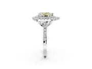 Canary Yellow Pear-Shaped Lab-Grown Diamond Double Halo Statement Ring Set in White Gold with Pavé Band