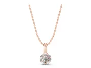 Round Lab-Grown Diamond Floral Cluster Pendant Necklace | Petal Halo | Rose Gold