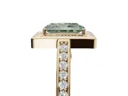 Radiant Cut Sectioned Halo Engagement Ring Setting for a Fancy Green Lab-Grown Diamond | Yellow Gold