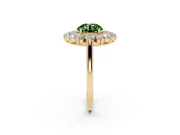 Round Floral Double Halo Engagement Ring Setting for a Fancy Green Lab-Grown Diamond | Plain Band | Yellow Gold