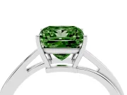 Fancy Green Princess Cut Diamond Solitaire Twist Band Ring Set in Silver with Prong Setting