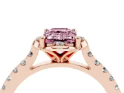 Emerald Cut Floral Petal Engagement Ring Setting for a Fancy Pink Lab-Grown Diamond | Petal Accents | Rose Gold