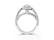 Radiant Cut Sectioned Halo Engagement Ring Setting | Pavé Gallery and Band | Platinum