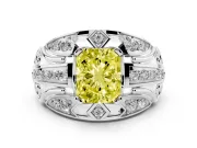 Radiant Cut Art Deco Engagement Ring Setting for a Fancy Yellow Lab-Grown Diamond | White Gold