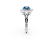 Asscher Cut Double Halo Engagement Ring Setting for a Fancy Blue Lab-Grown Diamond | Pavé Split Shank | Platinum