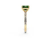 Asscher Cut Petite Pavé Solitaire Engagement Ring Setting for a Fancy Green Lab-Grown Diamond | Slim Band | Yellow Gold