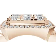 Round Lab-Grown Diamond Men's Cluster Ring | Octagonal Top | Rose Gold