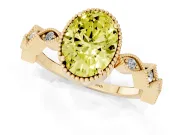 Fancy Yellow Oval Cut Diamond Milgrain Marquise Twist Band Ring Set in Yellow gold with Prong Setting