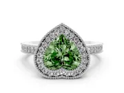 Heart-Shaped Halo Engagement Ring Setting for a Fancy Green Lab-Grown Diamond | Sterling Silver - Design NV-24890