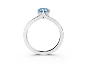 Fancy Blue Emerald Cut Diamond Solitaire Ring Set in Silver with Polished Tapered Band and Prong Setting