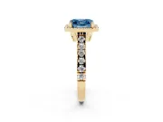 Asscher Cut Accented Halo Engagement Ring Setting for a Fancy Blue Lab-Grown Diamond | Yellow Gold