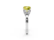 Fancy Yellow Princess Cut Diamond Solitaire Floral Ring Set in Silver with Marquise Petals and Prong Setting