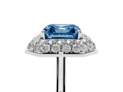 Fancy Blue Asscher Cut Diamond Halo Engagement Ring Set in Platinum with Solitaire Band and Prong Setting