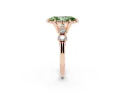 Marquise Floral Engagement Ring Setting for a Fancy Green Lab-Grown Diamond | Petal Frame and Side Stones | Rose Gold