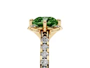 Cushion Cut Floral Petal Engagement Ring Setting for a Fancy Green Lab-Grown Diamond | Petal Accents | Yellow Gold