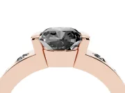 Fancy Black Cushion Cut Diamond Channel-Set Band Ring Set in Rose gold with Bezel Prong Setting