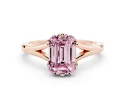 Emerald Cut Split Shank Engagement Ring Setting for a Fancy Pink Lab-Grown Diamond | Rose Gold