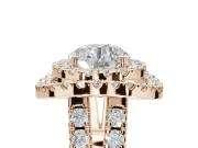 Round Double Halo Split Shank Engagement Ring Setting | Multi-Row Pavé | Rose Gold