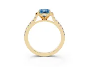 Radiant Cut Floral Petal Engagement Ring Setting for a Fancy Blue Lab-Grown Diamond | Petal Accents | Yellow Gold