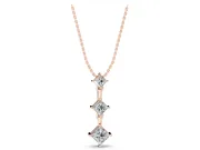 Princess Cut Lab-Grown Diamond Graduated Three-Stone Drop Pendant | Set on Point | Rose Gold
