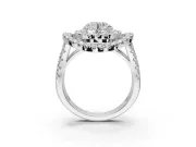 Round Double Halo Split Shank Engagement Ring Setting | Multi-Row Pavé | White Gold