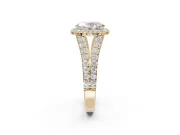 Oval Halo Pavé Engagement Ring Setting | Narrow Split Shank | Yellow Gold