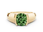 Round Half Bezel Solitaire Engagement Ring Setting for a Fancy Green Lab-Grown Diamond | Wide Band | Yellow Gold