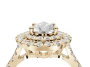 Pear-Shaped Double Halo Engagement Ring Setting | Pave Shoulders | Yellow Gold