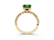 Fancy Green Asscher Cut Diamond Prong Set Engagement Ring Set in Yellow gold with Round Accent Pavé Band
