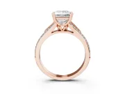 Princess Cut Pave Split Shank Engagement Ring Setting | Double Claw Prongs | Rose Gold