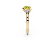 Heart-Shaped Hidden Halo Three Stone Engagement Ring Setting for a Fancy Yellow Lab-Grown Diamond | Yellow Gold