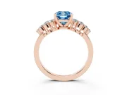 Cushion Cut Side Stone Engagement Ring Setting for a Fancy Blue Lab-Grown Diamond | Shoulder Clusters | Rose Gold