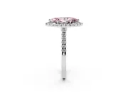 Marquise Halo Engagement Ring Setting for a Fancy Pink Lab-Grown Diamond | Pave Shoulders | Sterling Silver