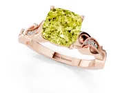 Cushion Cut Vine Engagement Ring Setting for a Fancy Yellow Lab-Grown Diamond | Rose Gold