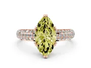 Marquise Three Row Pave Engagement Ring Setting for a Fancy Yellow Lab-Grown Diamond | Rose Gold