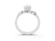 Oval Cut Diamond Solitaire Ring Set in Platinum with Marquise Twist Band and Prong Setting