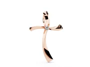 Round Lab-Grown Diamond Curved Cross Pendant Necklace | Sweeping Arms | Rose Gold