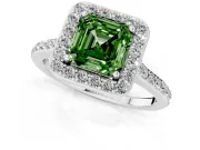 Asscher Cut Halo Engagement Ring Setting for a Fancy Green Lab-Grown Diamond | White Gold - Design NV-24729