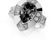 Pear-Shaped Milgrain Sectioned Halo Engagement Ring Setting for a Black Center | Platinum