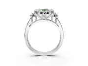 Oval Halo Engagement Ring Setting for a Fancy Green Lab-Grown Diamond | Side Clusters | Platinum