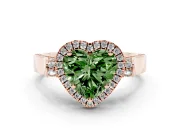 Heart-Shaped Halo Engagement Ring Setting for a Fancy Green Lab-Grown Diamond | Pointed Pave Shoulders | Rose Gold