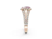 Oval Halo Pavé Engagement Ring Setting for a Fancy Pink Lab-Grown Diamond | Narrow Split Shank | Rose Gold