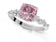 Cushion Cut Graduated Solitaire Engagement Ring Setting for a Fancy Pink Lab-Grown Diamond | Sterling Silver
